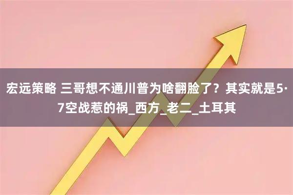 宏远策略 三哥想不通川普为啥翻脸了？其实就是5·7空战惹的祸_西方_老二_土耳其